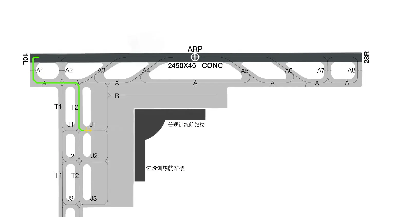 到跑道的滑行路线